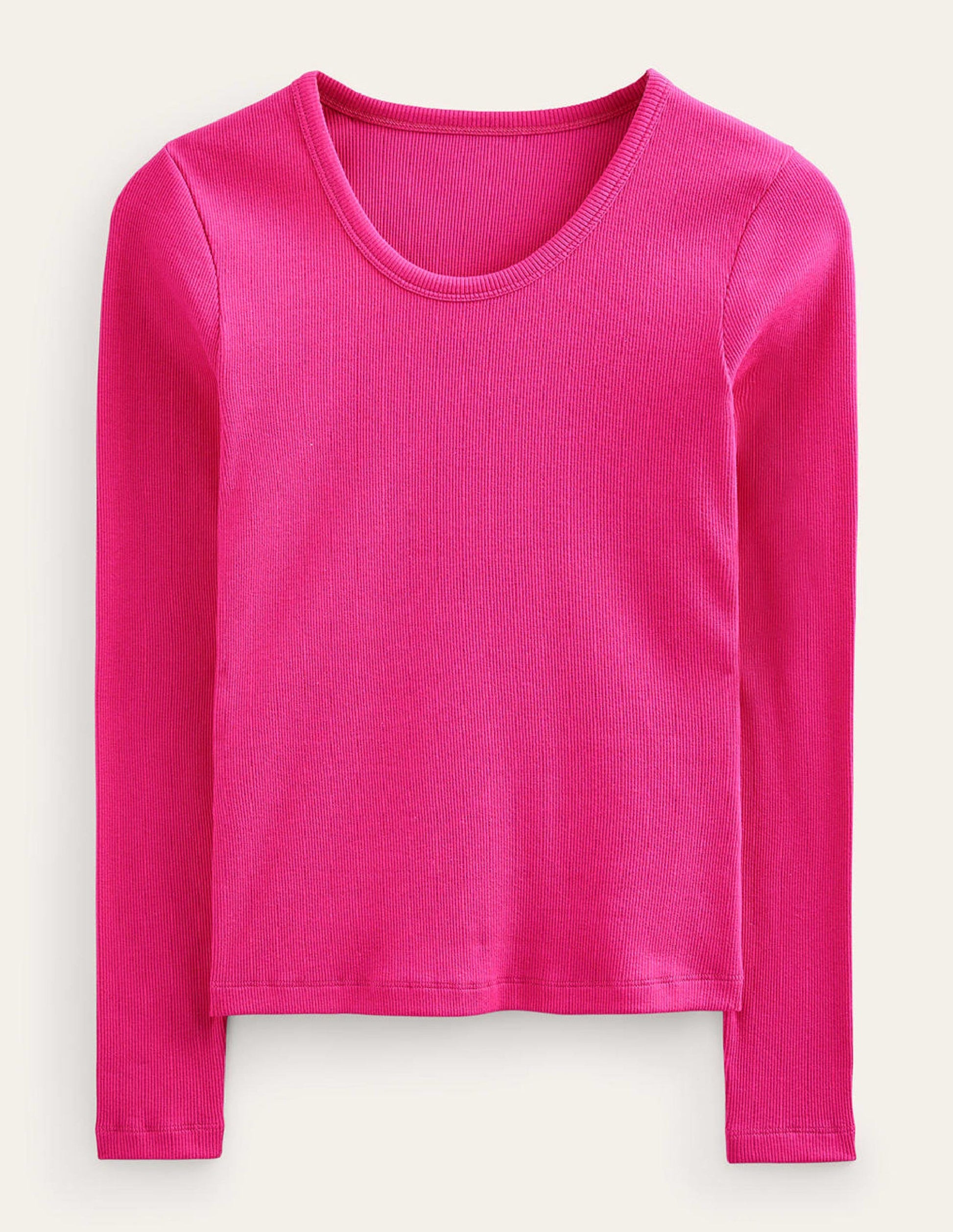 Cotton Rib Scoop Neck Top-Cabaret Pink-5