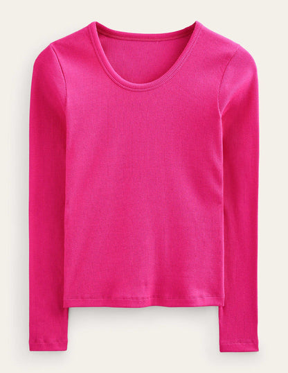 Cotton Rib Scoop Neck Top-Cabaret Pink-5
