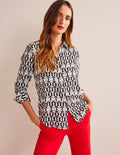 Sienna Silk Shirt-Black, Geometric