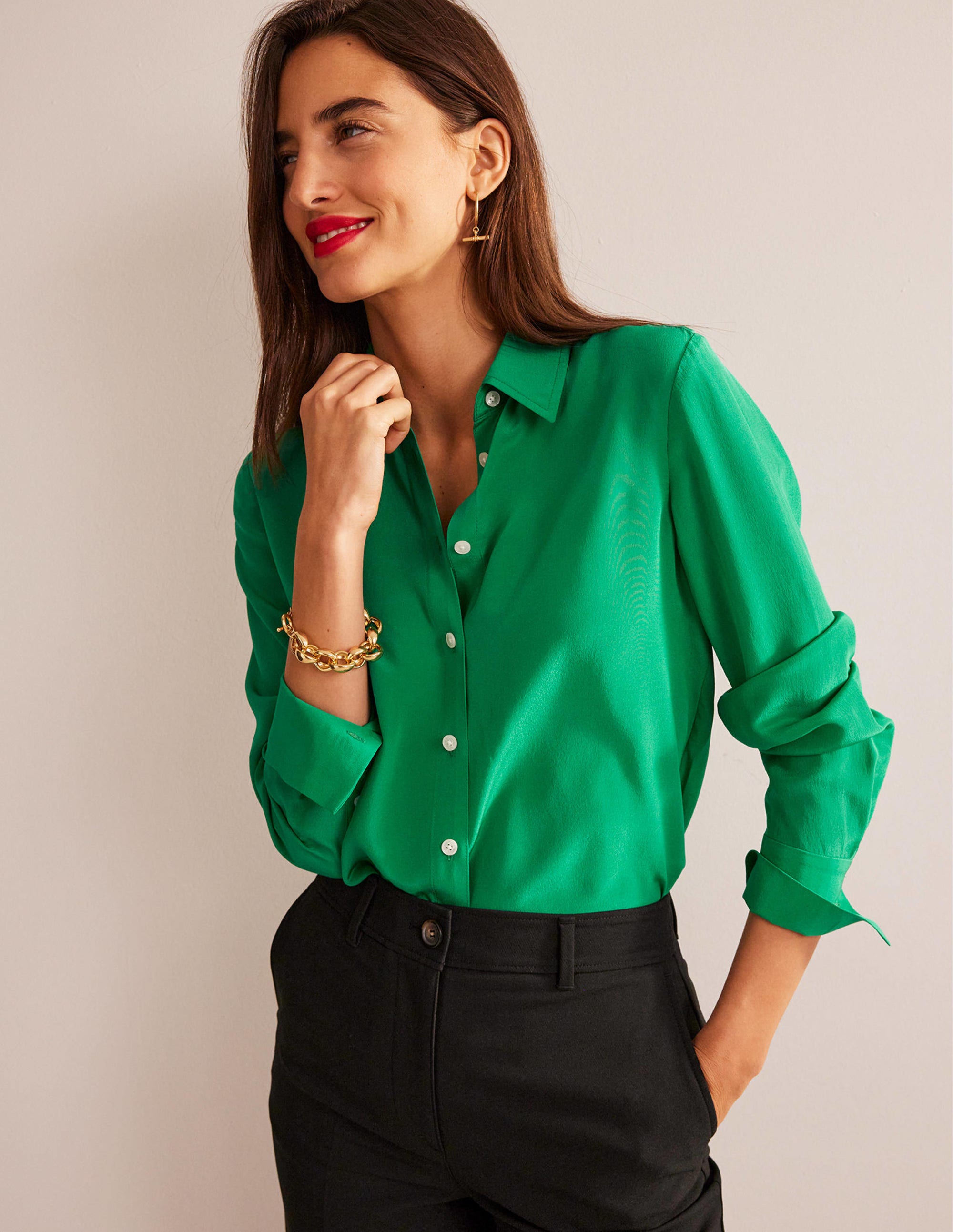 Sienna Silk Shirt-Meadow Green - Image 1