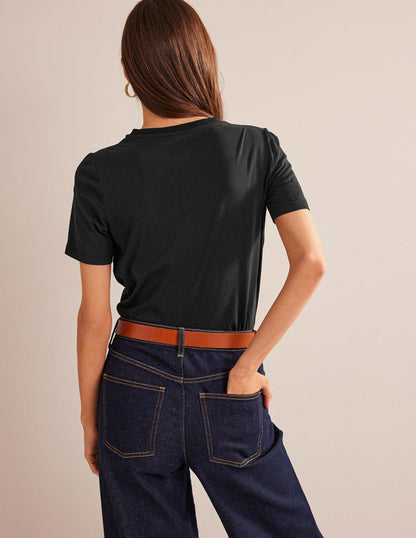 Pure Cotton Crew T-shirt-Black-3