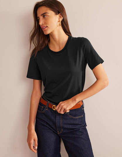 Pure Cotton Crew T-shirt-Black-4