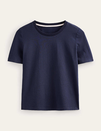 Pure Cotton Crew T-shirt-Navy