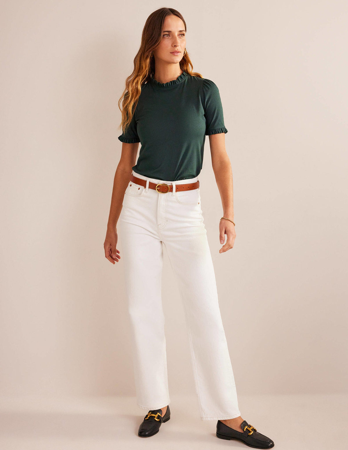 Supersoft Frill Detail T-shirt-Chatsworth Green - Image 4