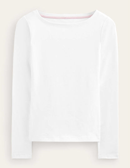 Essential Boat-Neck Jersey Top-White