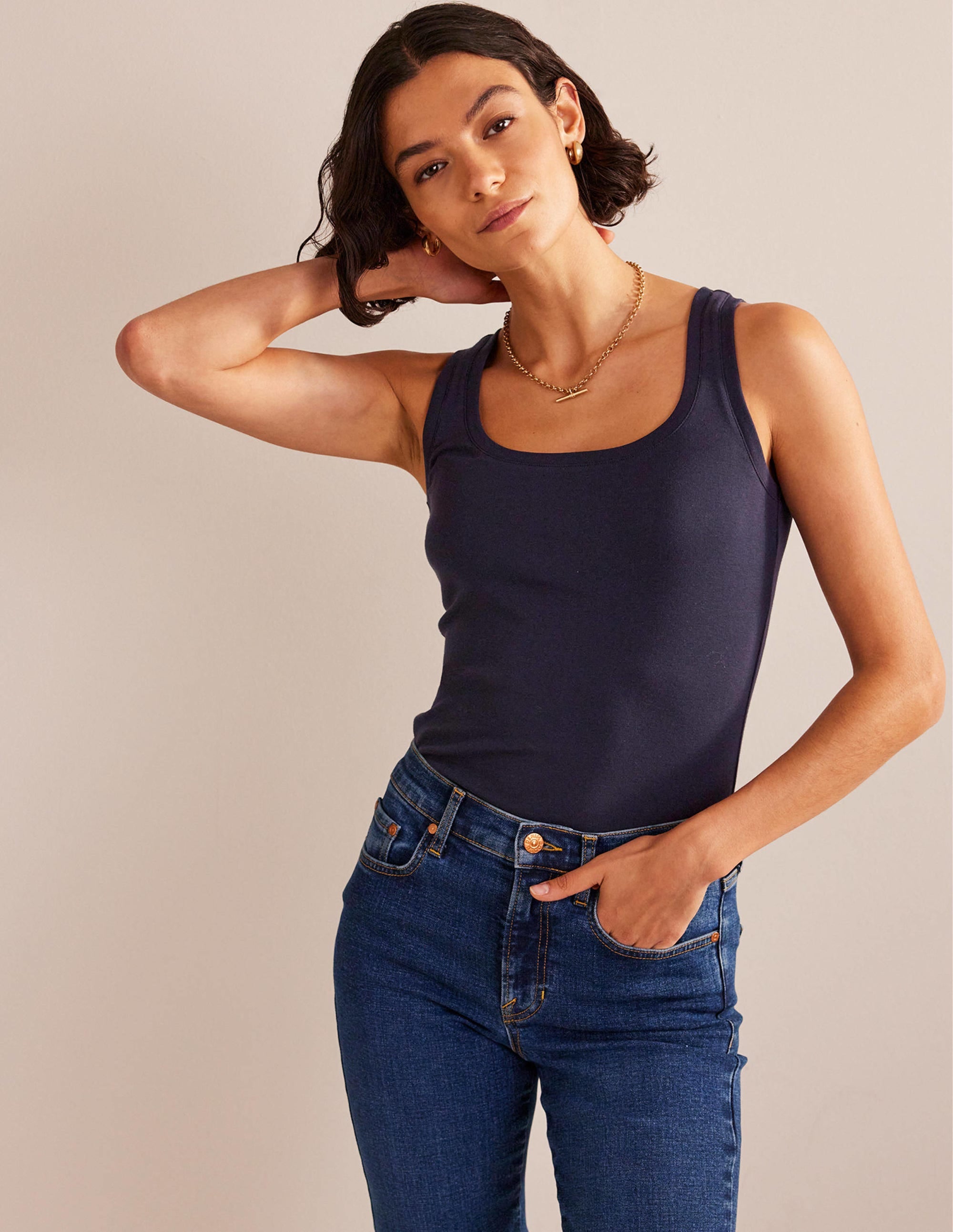 Essential Scoop-Neck Vest-Navy - Image 1