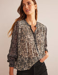 Isla Remix Pintuck Blouse-Black, Paisley