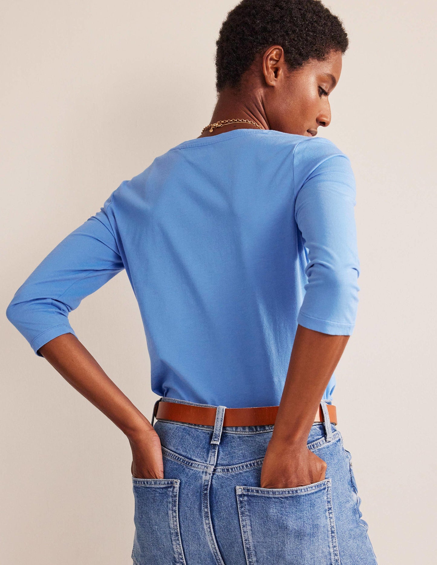 3/4 Sleeve Scoop Neck Top-Marina