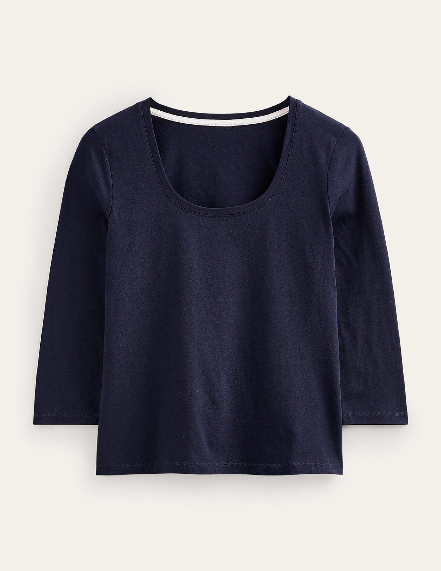 3/4 Sleeve Scoop Neck Top-Navy