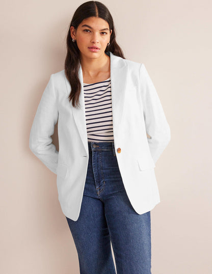 The Cambridge Linen Blazer-White-1