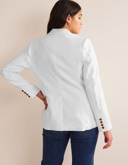 The Cambridge Linen Blazer-White-2