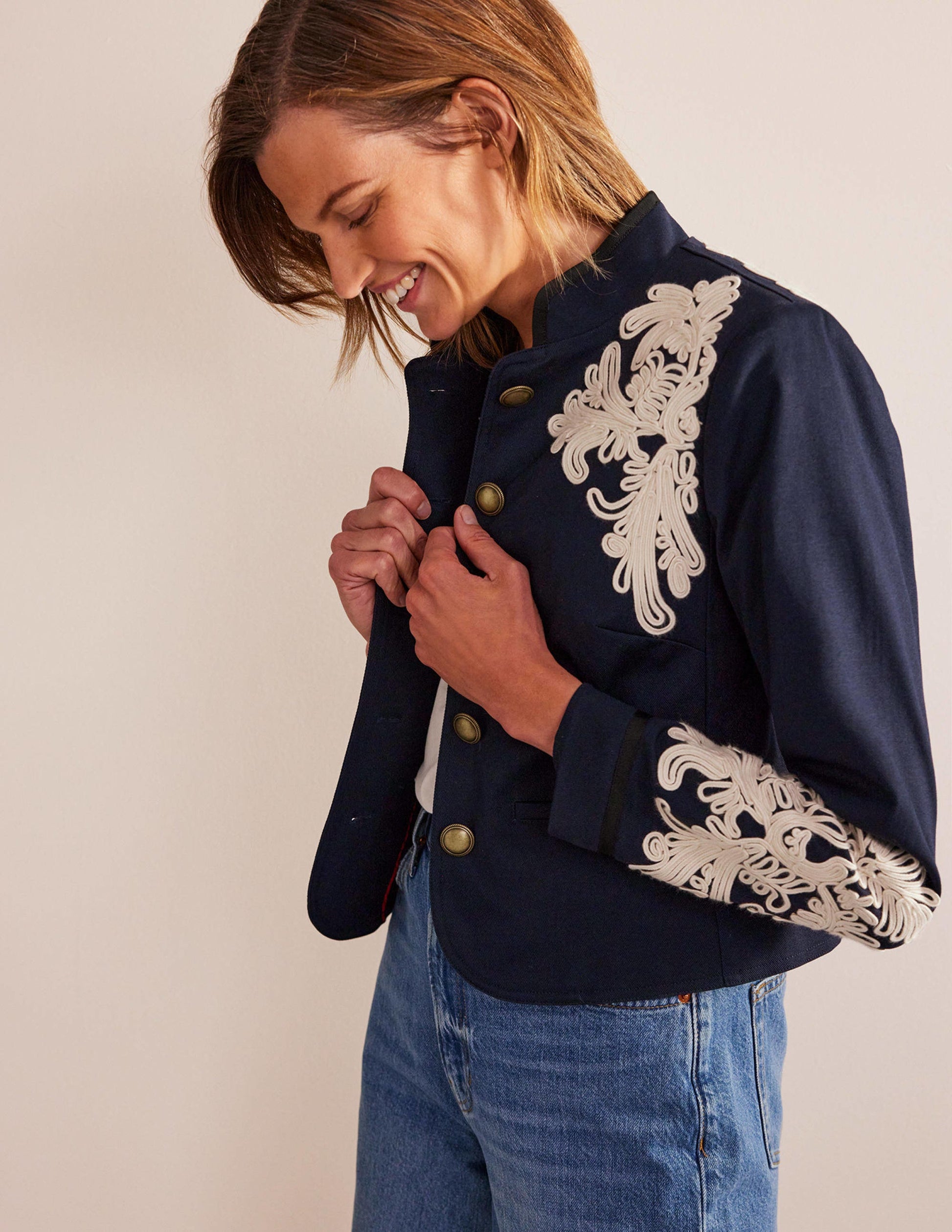 Warwick Embroidered Jacket-Navy-1