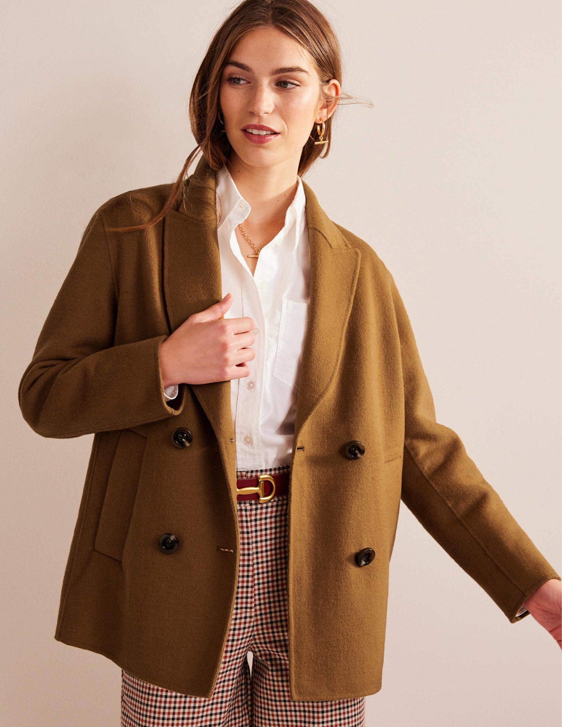 Wool-Blend Pea Coat-Camel-1