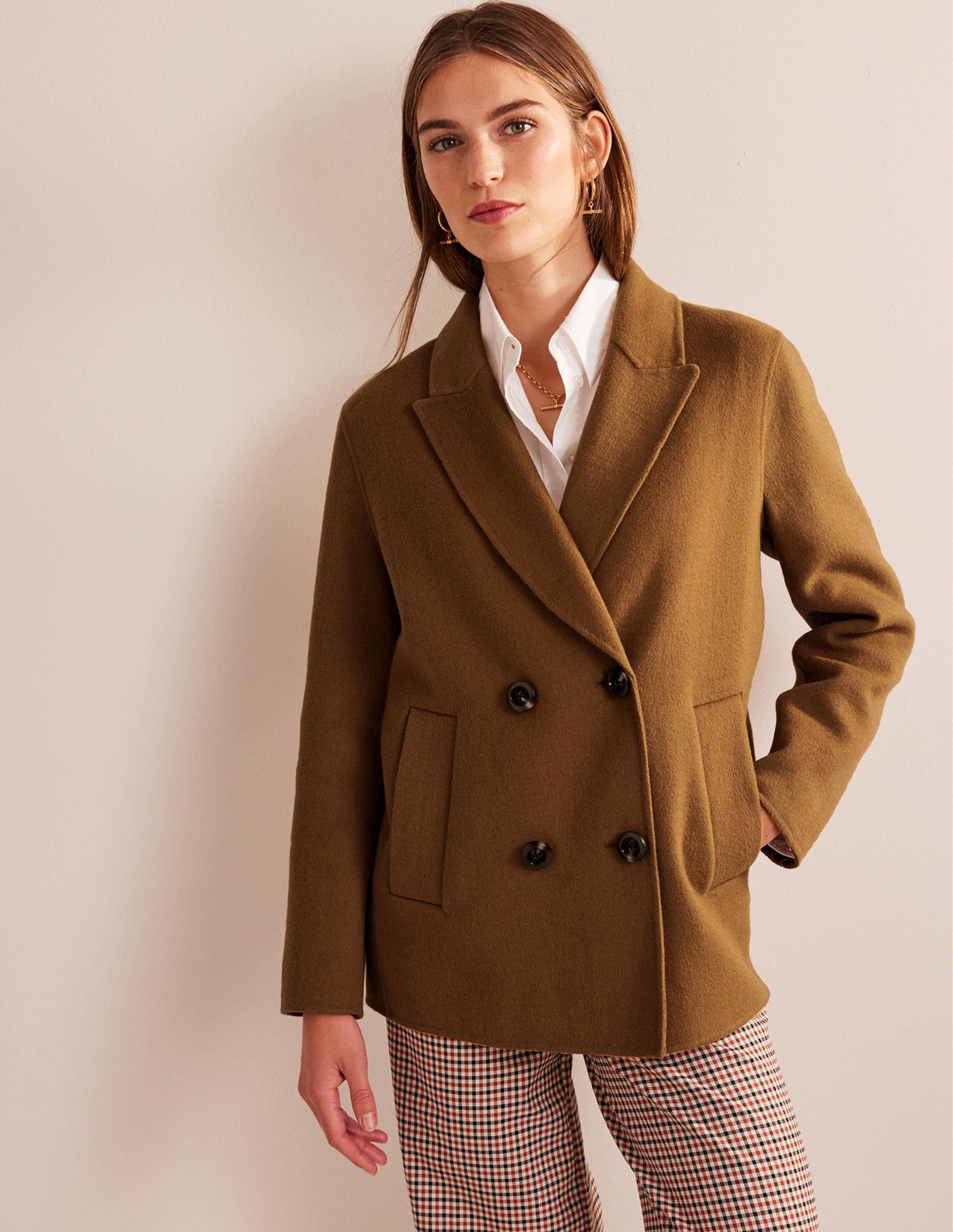 Wool-Blend Pea Coat-Camel-4