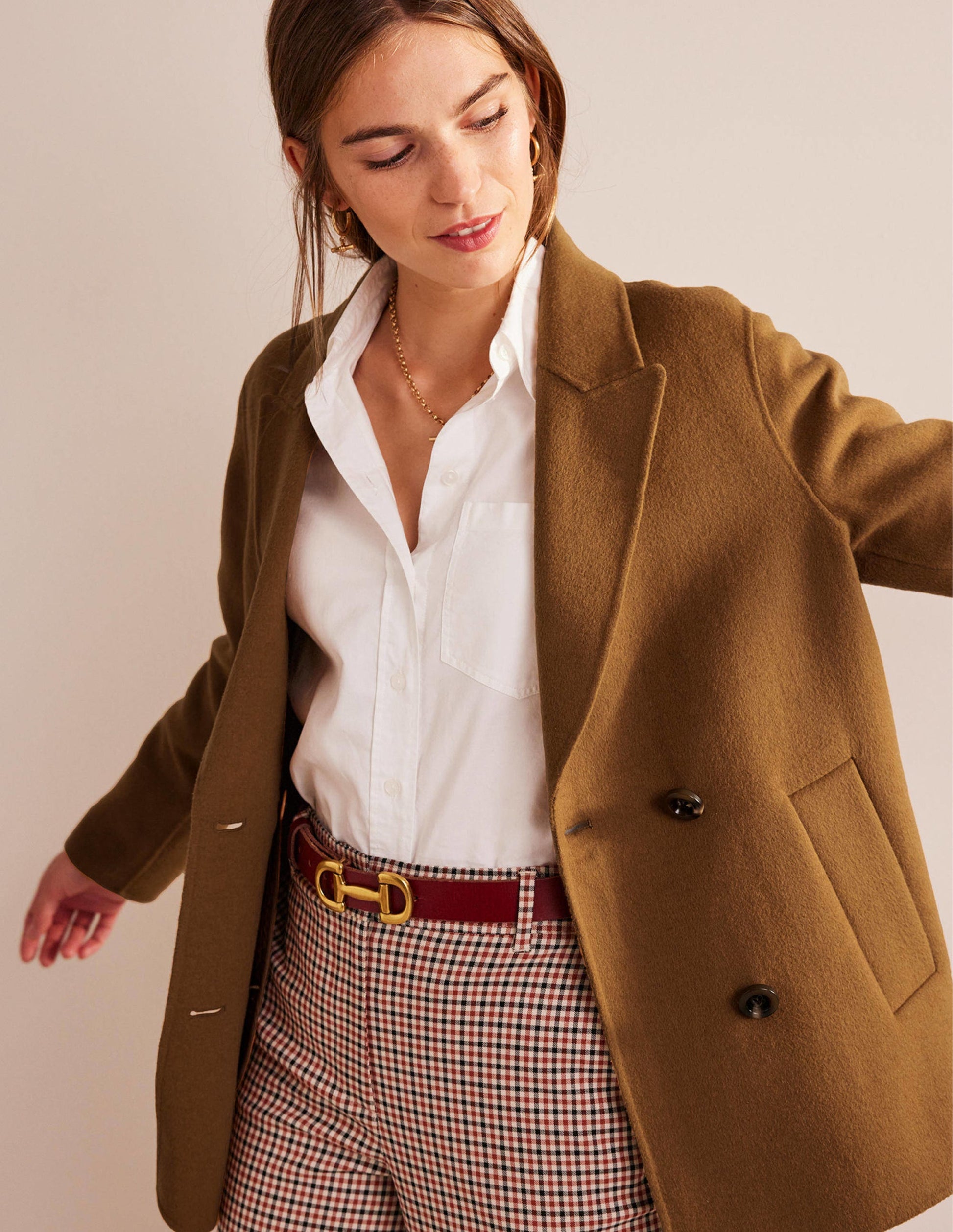 Wool-Blend Pea Coat-Camel-5