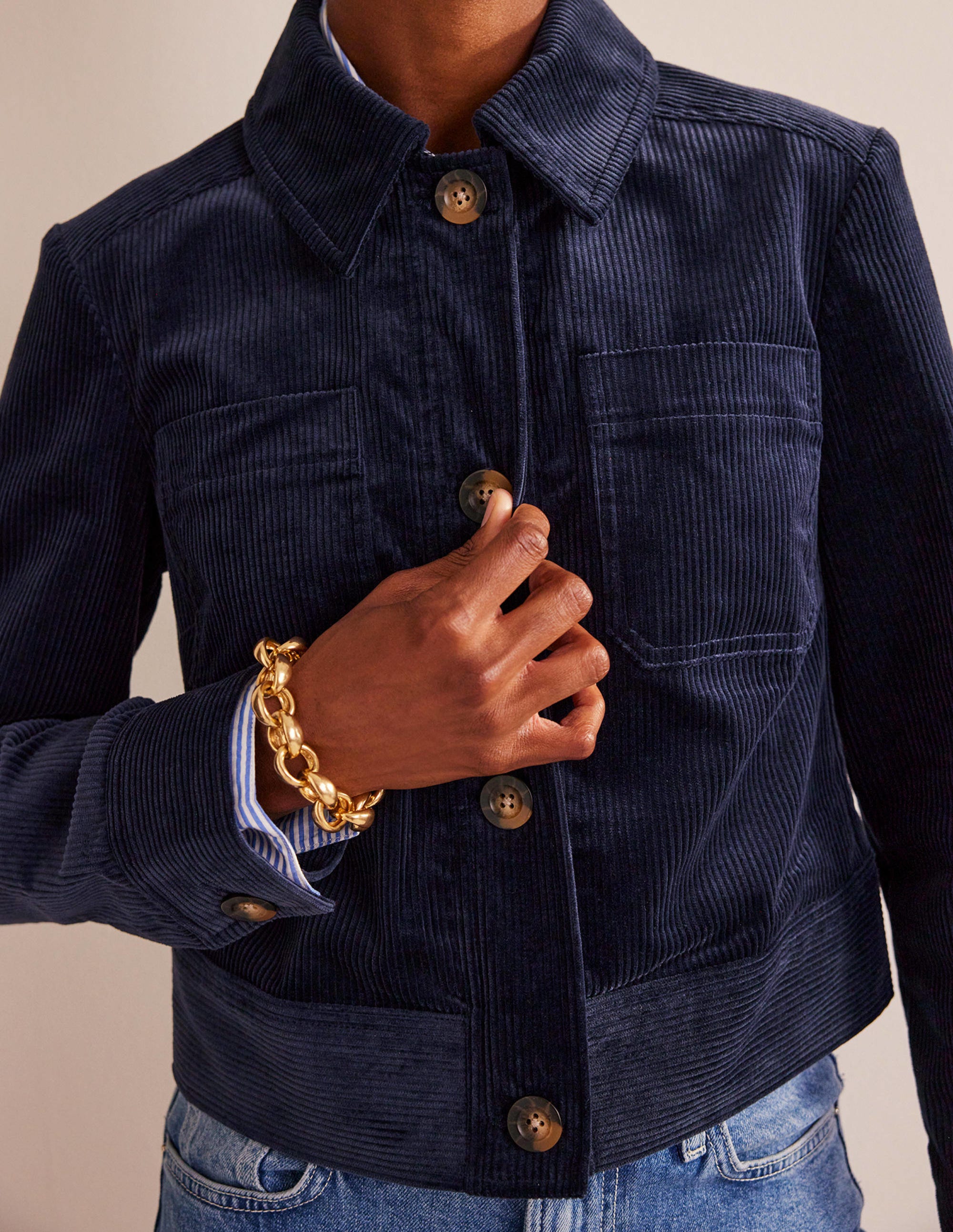 Corduroy Jacket-Navy - Image 2