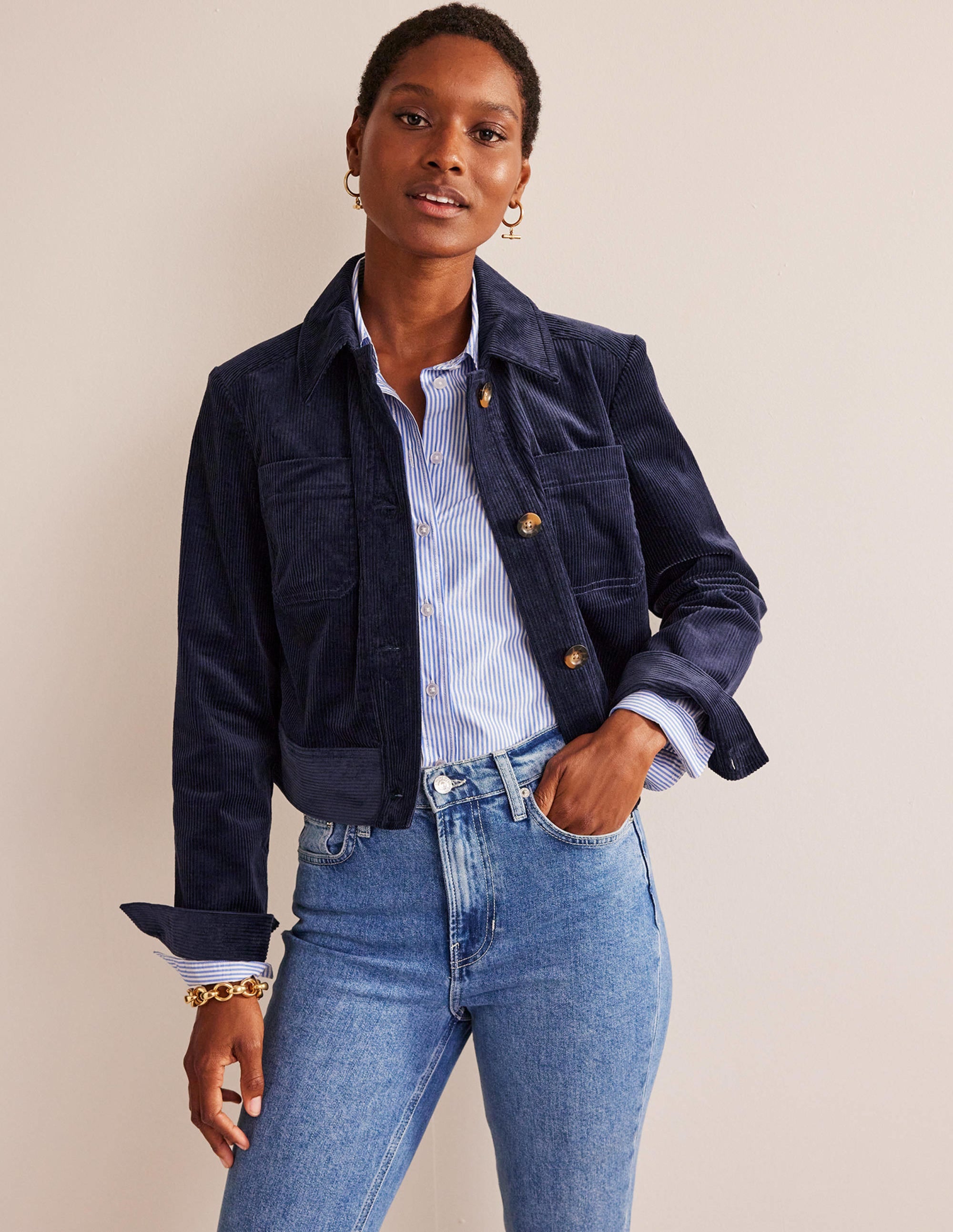 Corduroy Jacket-Navy - Image 4