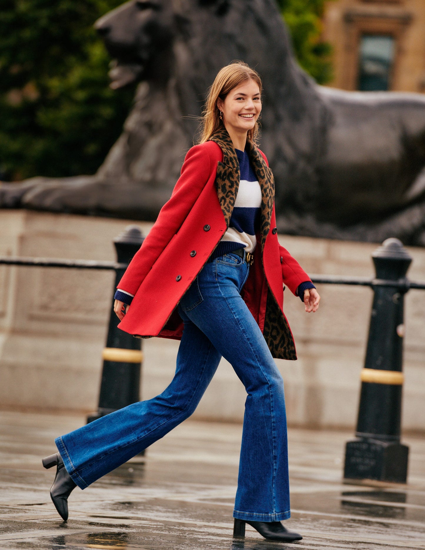 Double-Breasted Wool Coat-Brilliant Red
