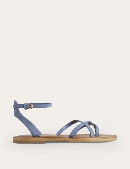 Easy Flat Sandals-Corporal Blue Suede-3