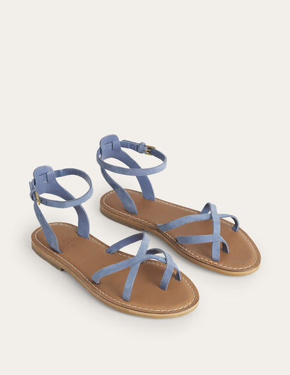 Easy Flat Sandals-Corporal Blue Suede-4