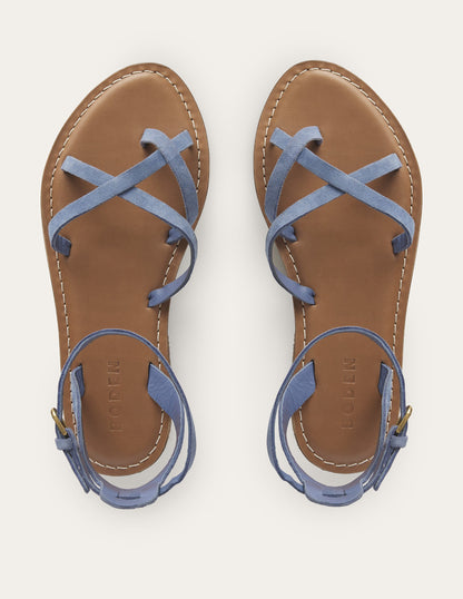 Easy Flat Sandals-Corporal Blue Suede-6
