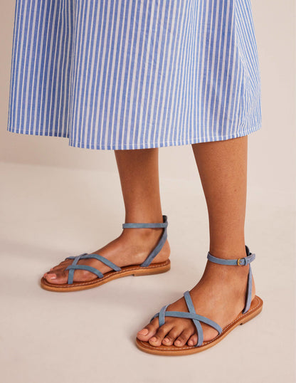 Easy Flat Sandals-Corporal Blue Suede-1