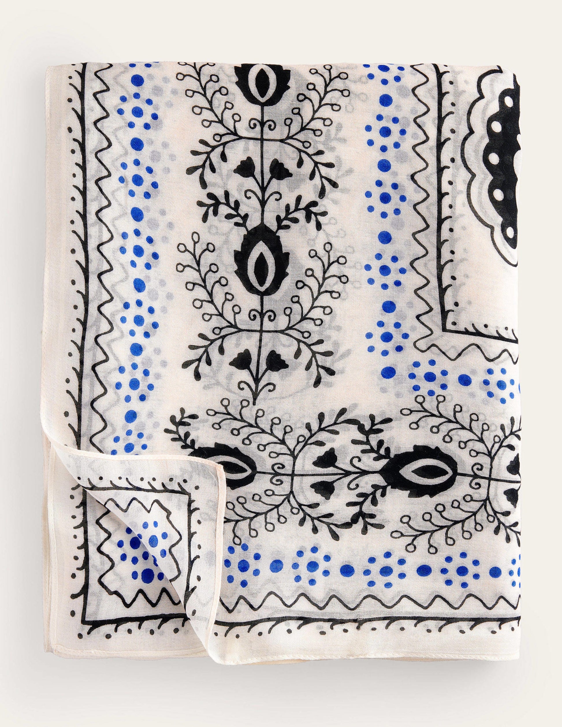 Printed Sarong Scarf-Ivory, Milos Bloom-2