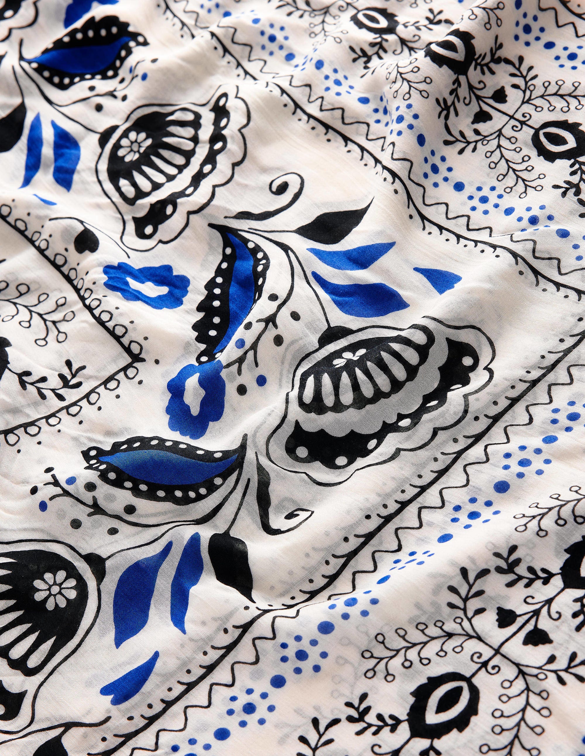 Printed Sarong Scarf-Ivory, Milos Bloom - Image 3