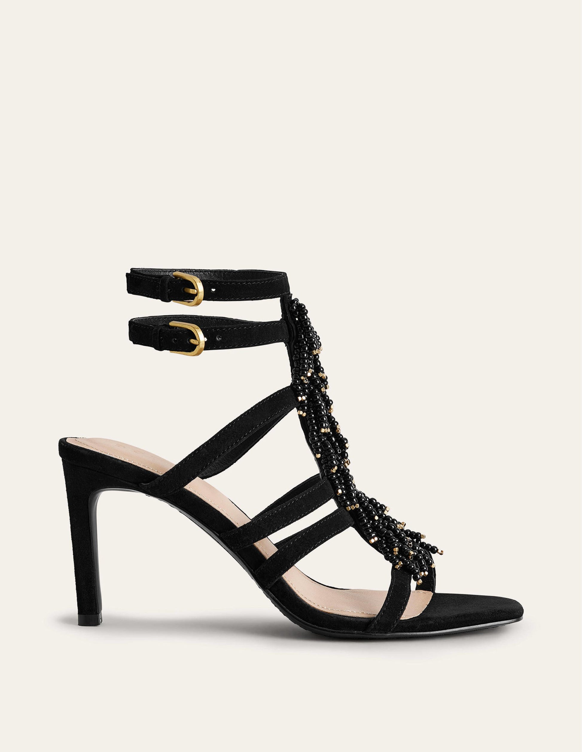 Beaded Heeled Sandals-Black-3