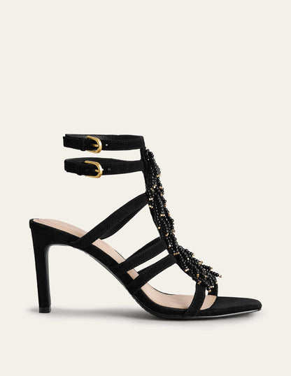 Beaded Heeled Sandals-Black-3