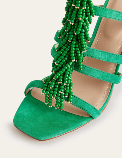 Beaded Heeled Sandals-Rich Emerald Green-4