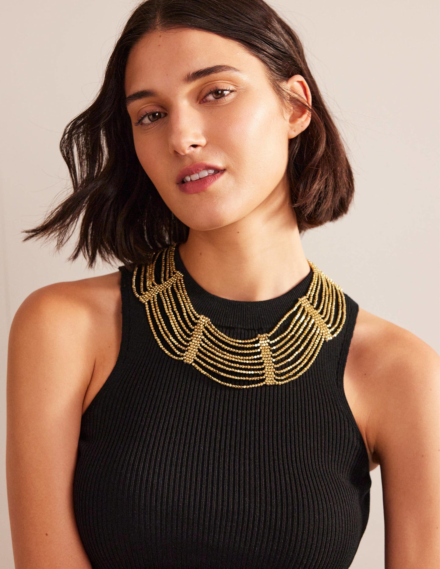 Bead Layer Necklace-Gold