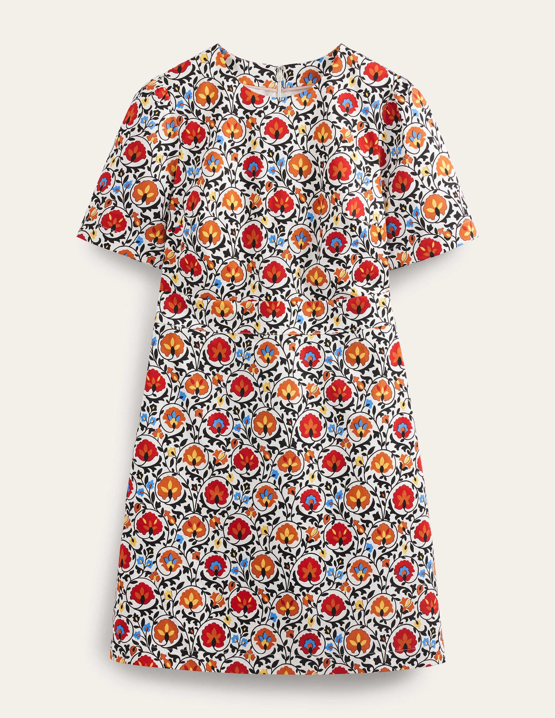 Cotton Mini Shift Dress-Multi, Enchanting Bloom-6