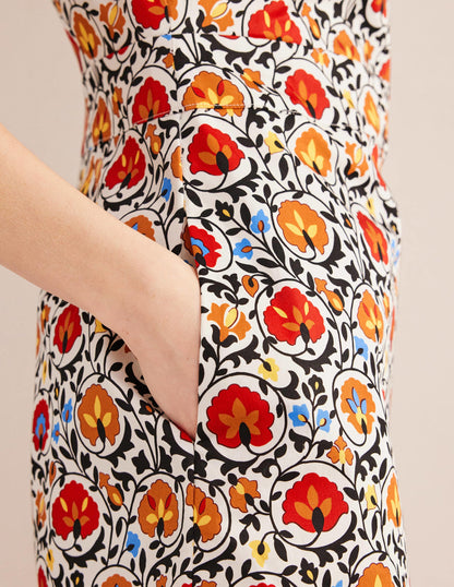 Cotton Mini Shift Dress-Multi, Enchanting Bloom-2