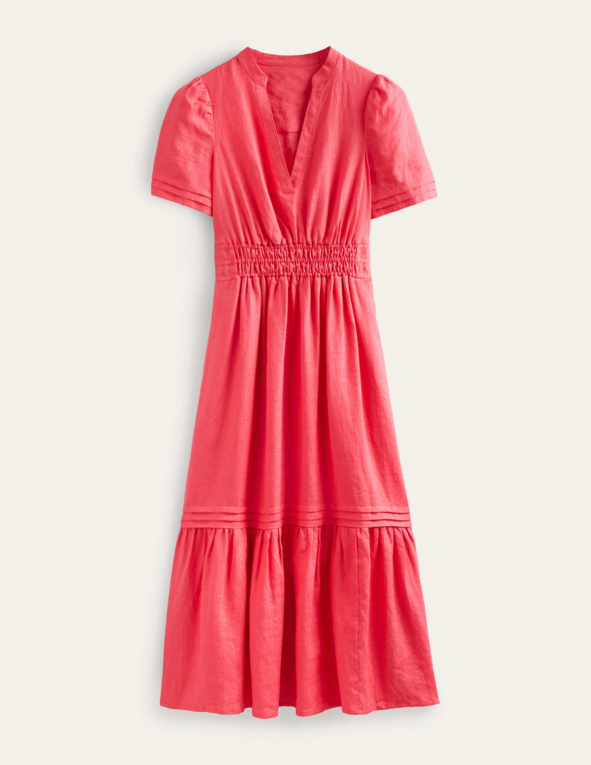 Pintuck Detail Midi Dress-Coral - Image 6