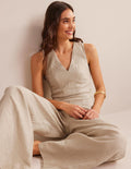 V-Neck Occasion Jumpsuit-Pebble
