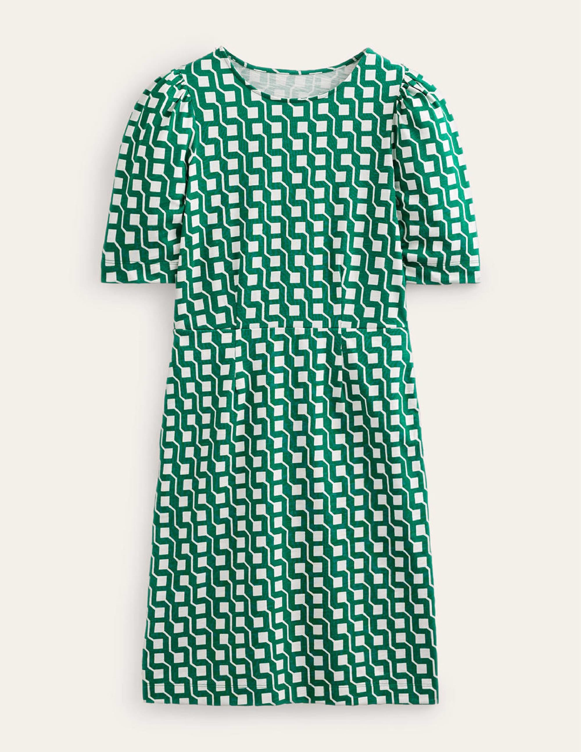 Zoe Jersey Dress-Bright Emerald, Cube Geo - Image 8