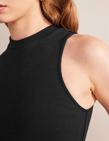 Racer Rib Jersey Midi Dress-Black-2