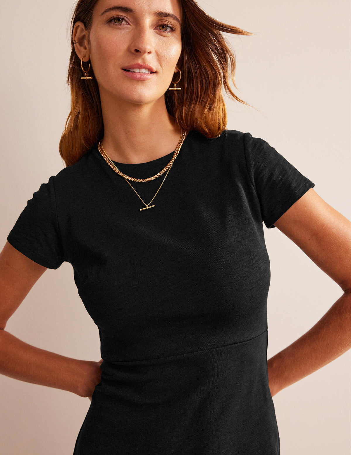 Jersey Column Midi Dress-Black-2