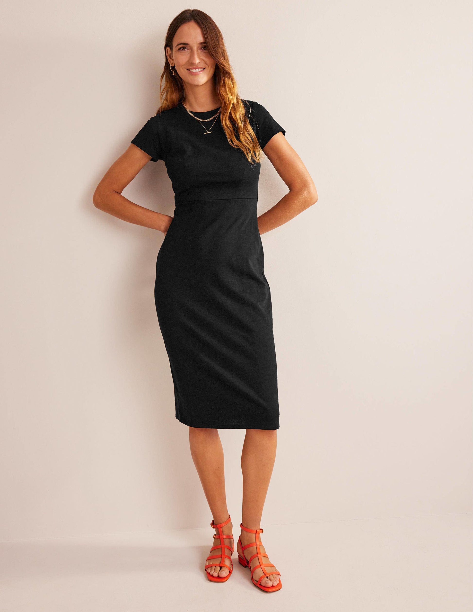 Jersey Column Midi Dress-Black-4
