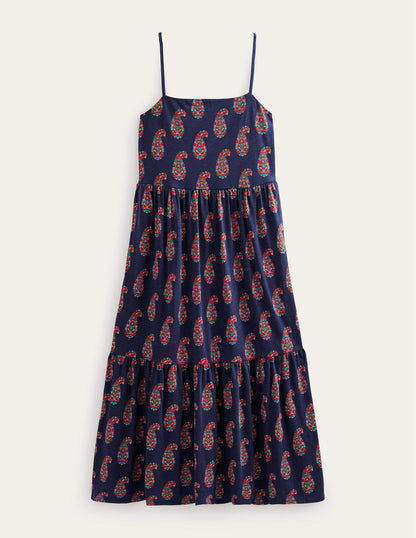 Strappy Jersey Midi Dress-Light Navy, Sweet Paisley-6