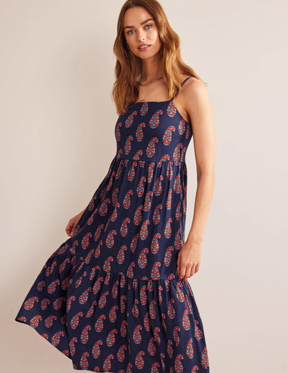 Strappy Jersey Midi Dress-Light Navy, Sweet Paisley-1
