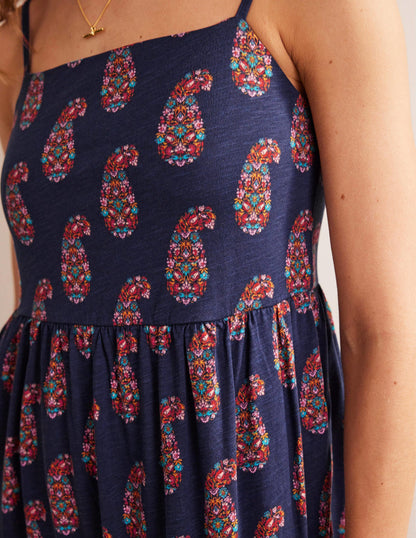 Strappy Jersey Midi Dress-Light Navy, Sweet Paisley-3