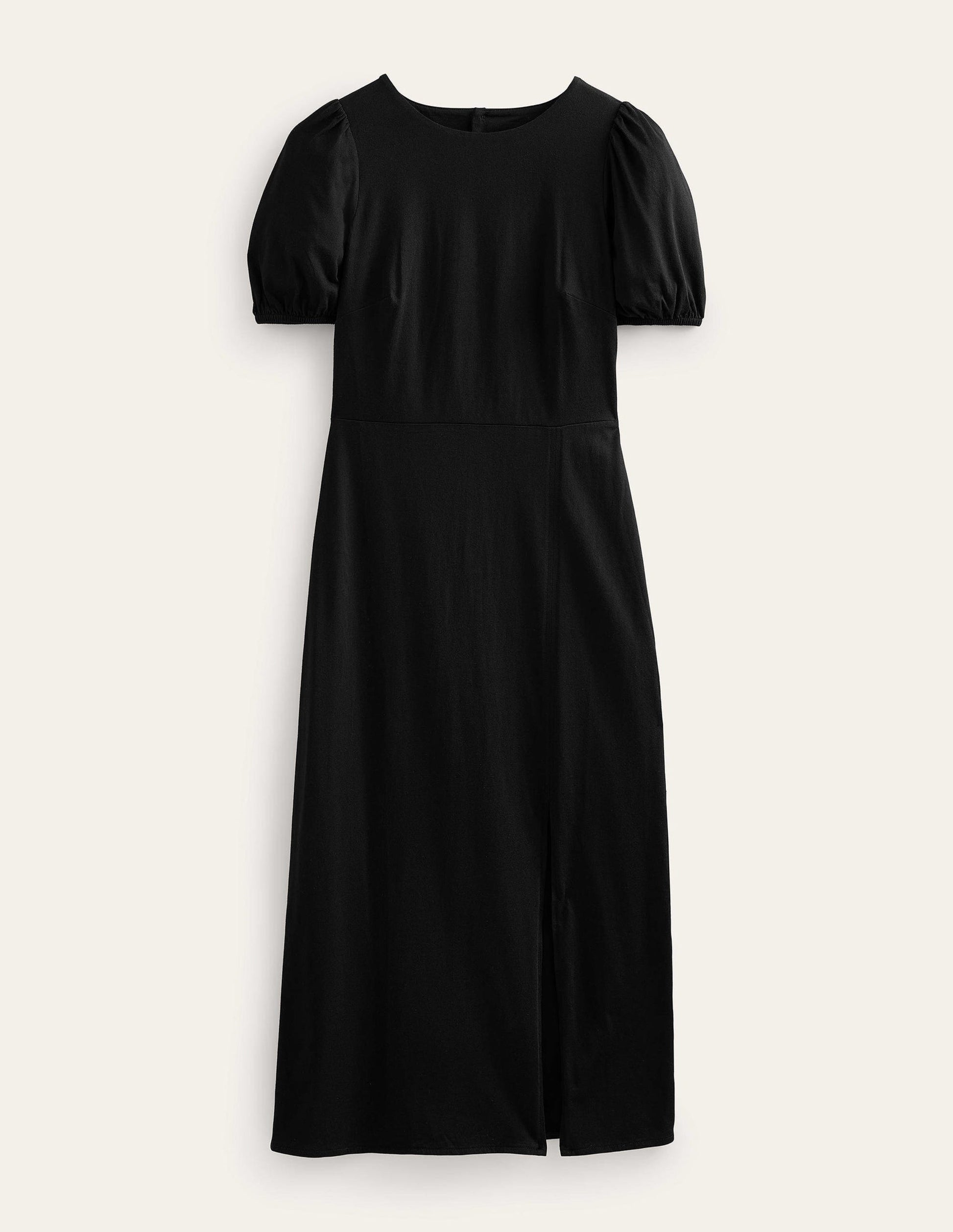Back Detail Jersey Midi Dress-Black-5