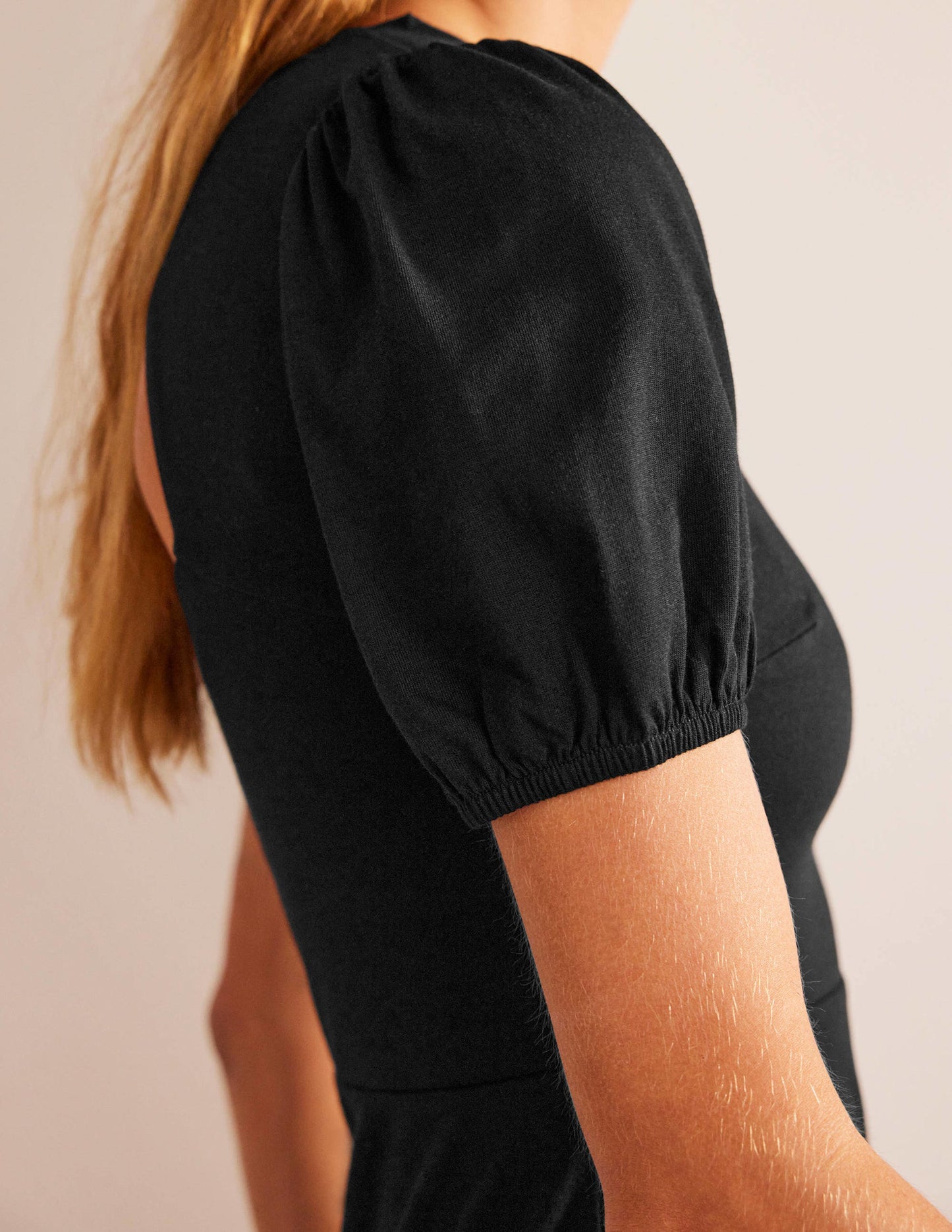 Back Detail Jersey Midi Dress-Black