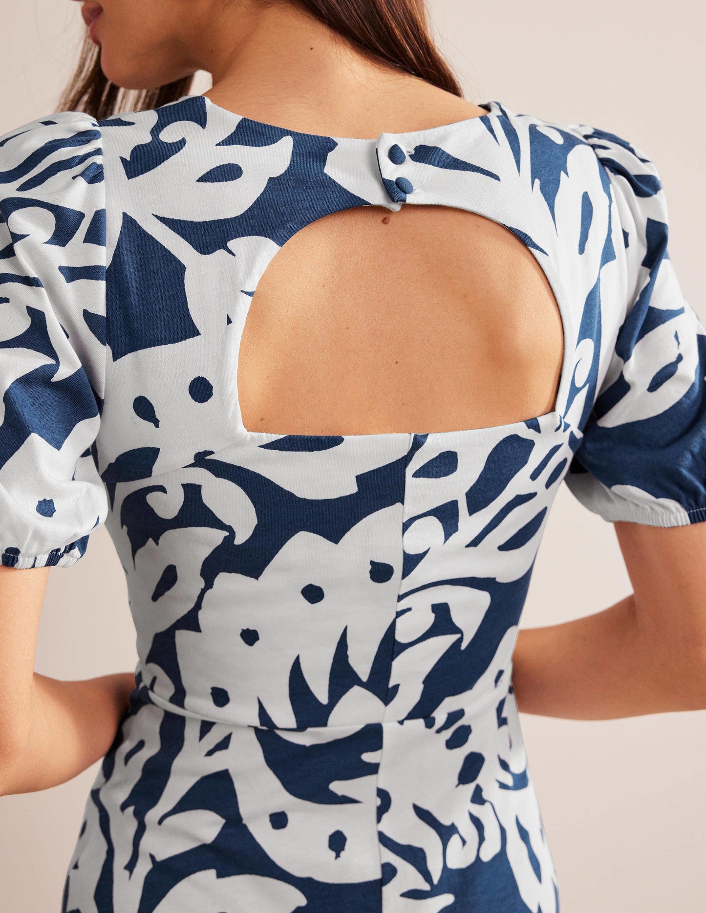 Back Detail Jersey Midi Dress-Sapphire, Oak Terrace