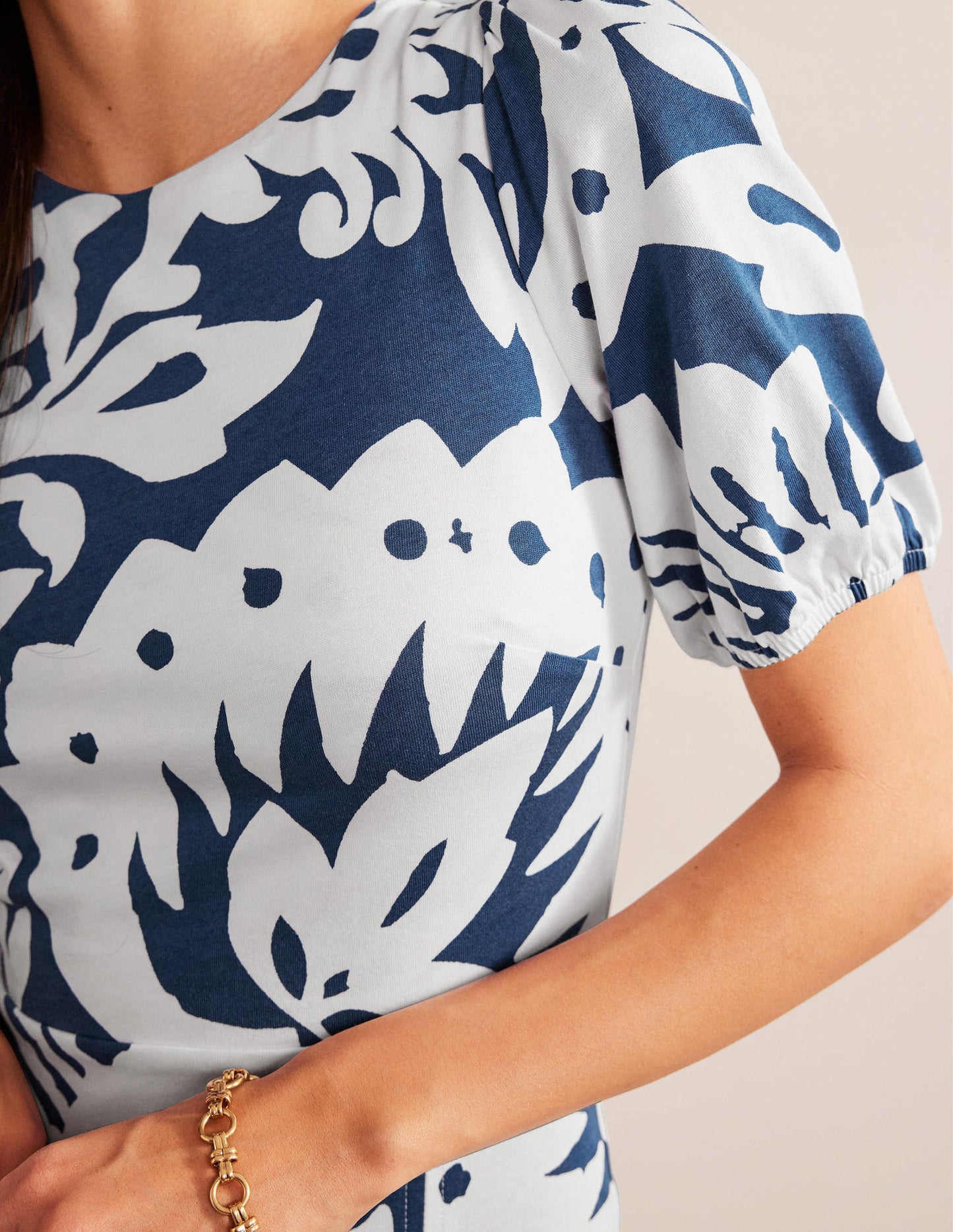 Back Detail Jersey Midi Dress-Sapphire, Oak Terrace