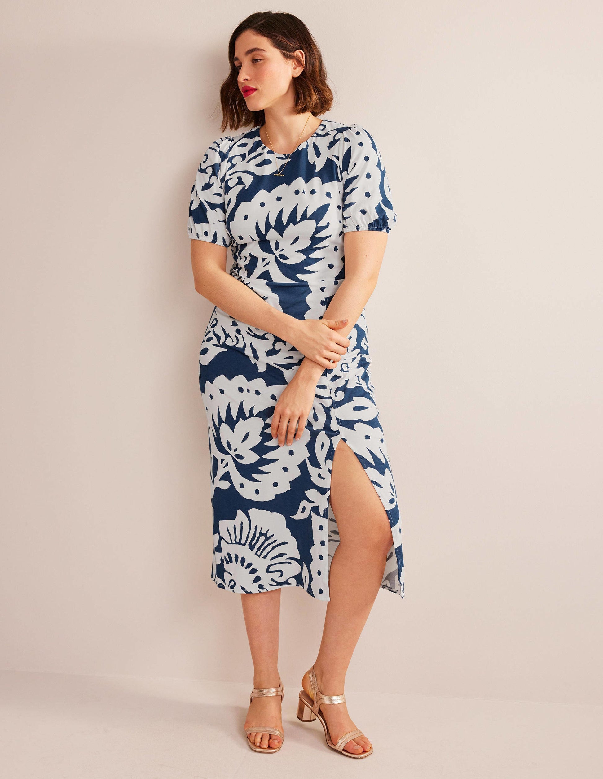 Back Detail Jersey Midi Dress-Sapphire, Oak Terrace-5