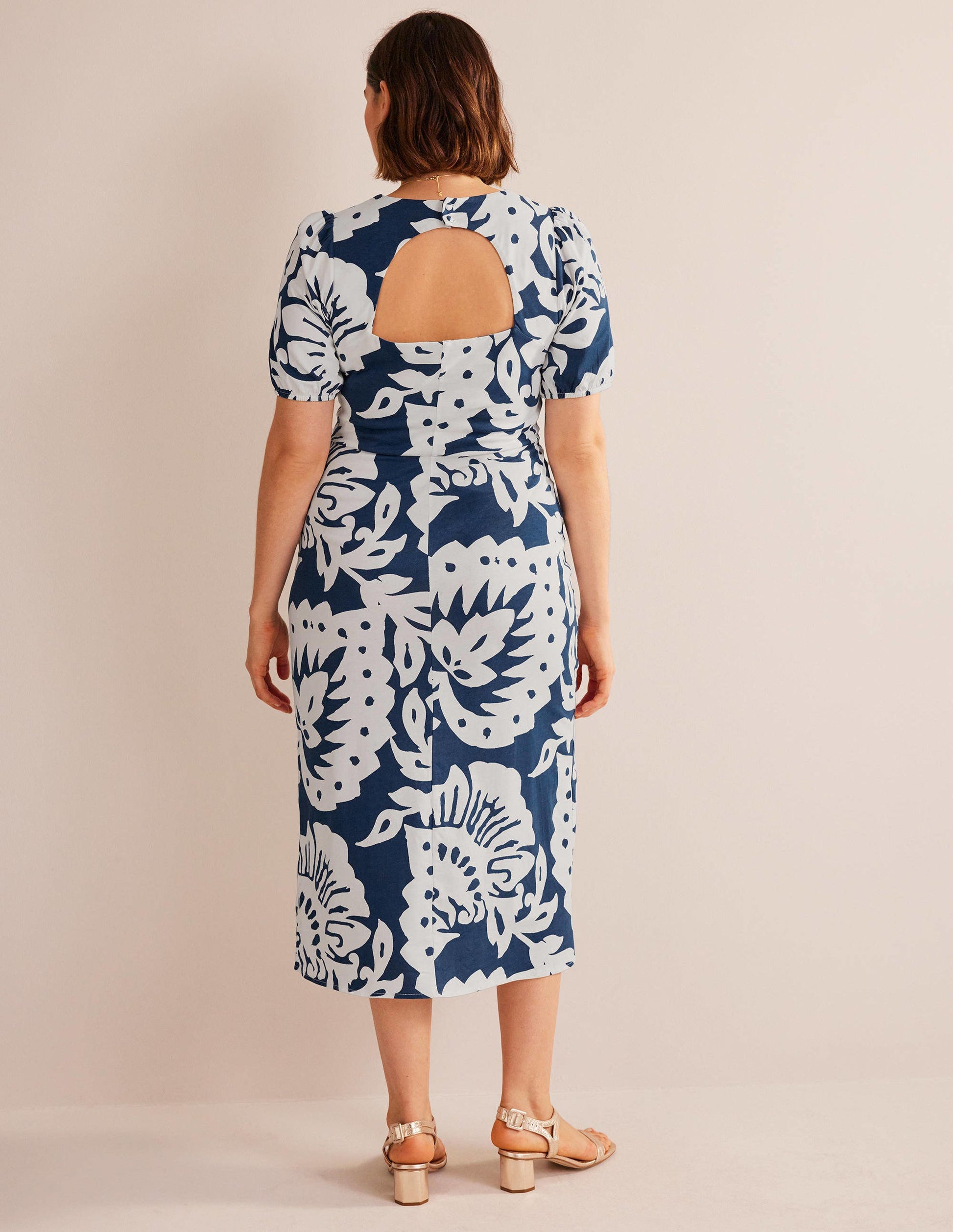 Back Detail Jersey Midi Dress-Sapphire, Oak Terrace-6