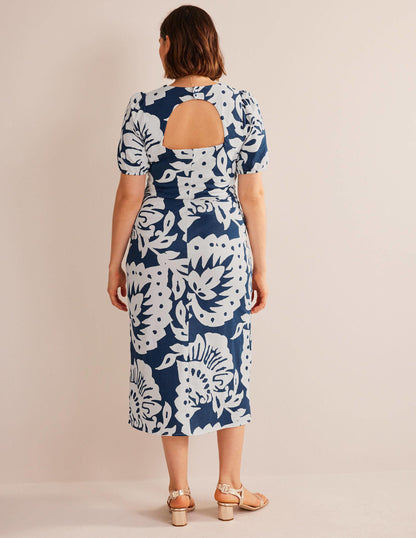 Back Detail Jersey Midi Dress-Sapphire, Oak Terrace-6